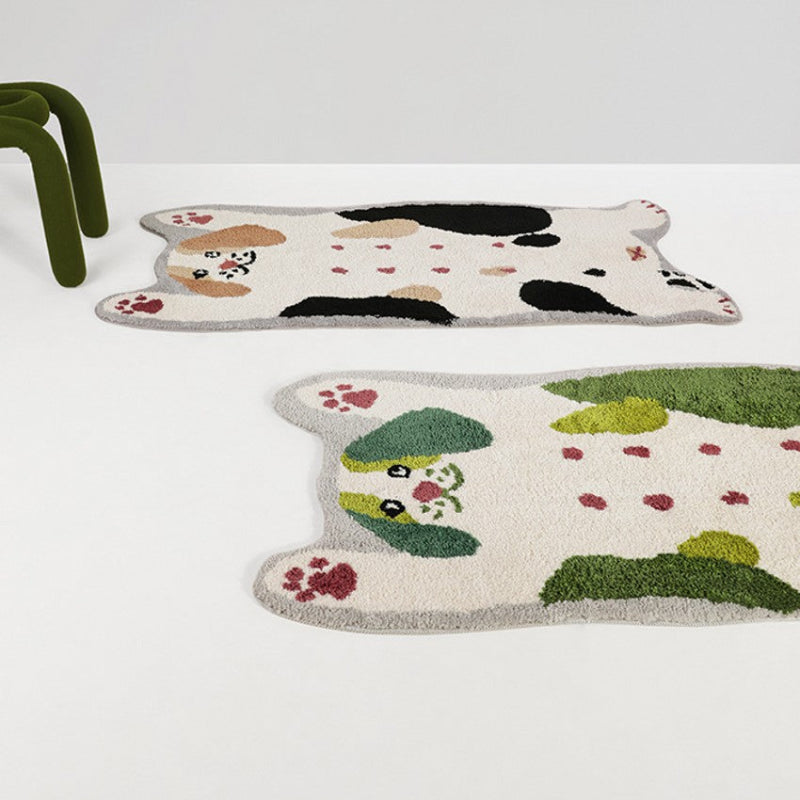 Abstract Polyester floor mat Funny Cat and Dog