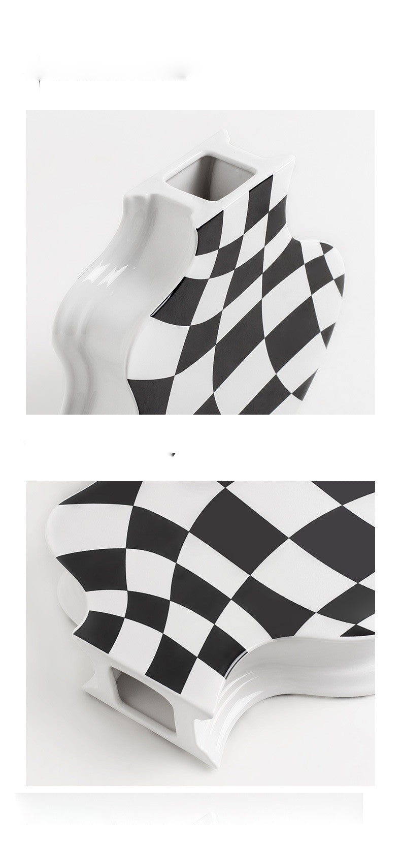 Ceramic Vases Flower Checkered Design with Various Sizes