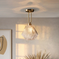 Textured Diamond Gold Glass Iron Elegant Ceiling Hanging Pendant Light