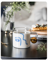 Round Transparent Glass Face Silhouette Breakfast Mug