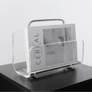 Ghost Acrylic Magazine Rack transparent panels chrome frame deep brown accents portable desk organizer 30x14x24cm