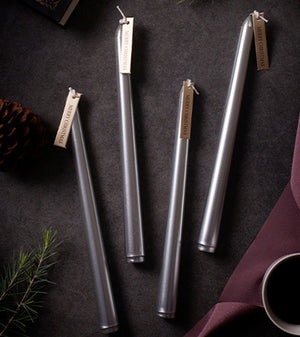 Holiday Wish Metallic Long Soy Wax Candles - Silver