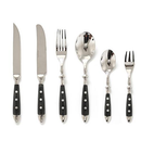 Fine Luxury Flatware in Silver Stainless steel 18/8 and Black Resin set 6 pc