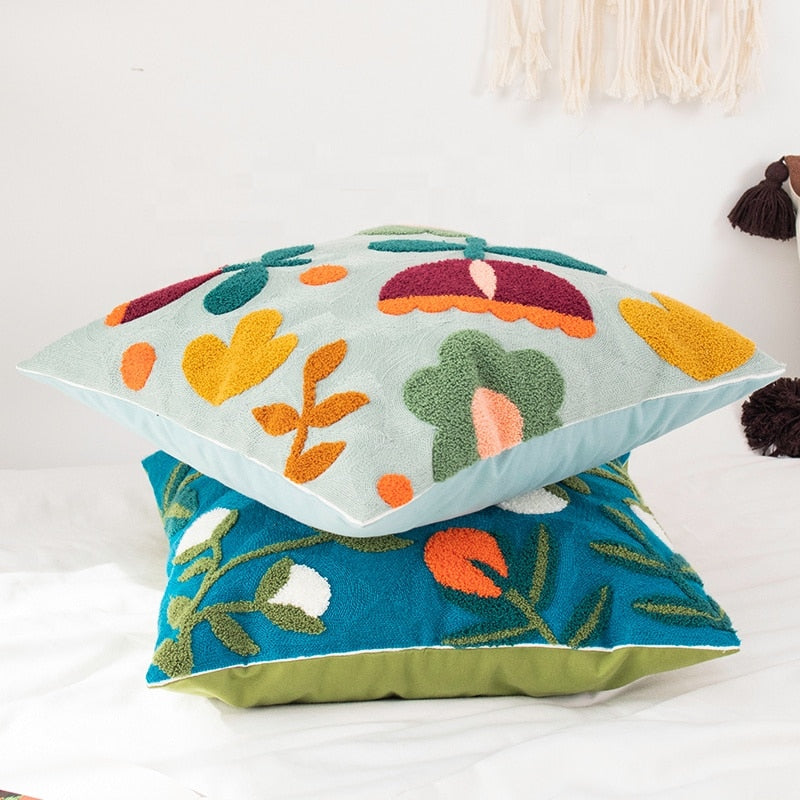 Square Colorful Floral Pillow
