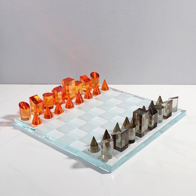 Luxury Glass Chess / Tic Tac Toe Board Set