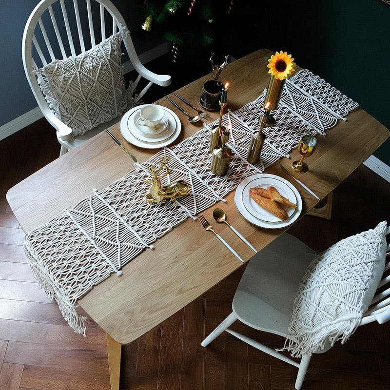 Macrame Knot Bohemian Table Runner
