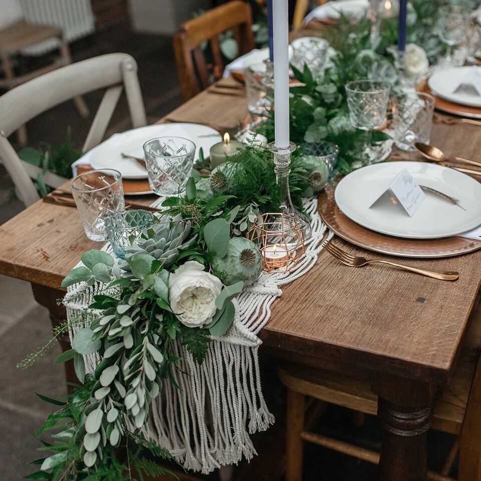 Macrame Knot Bohemian Table Runner