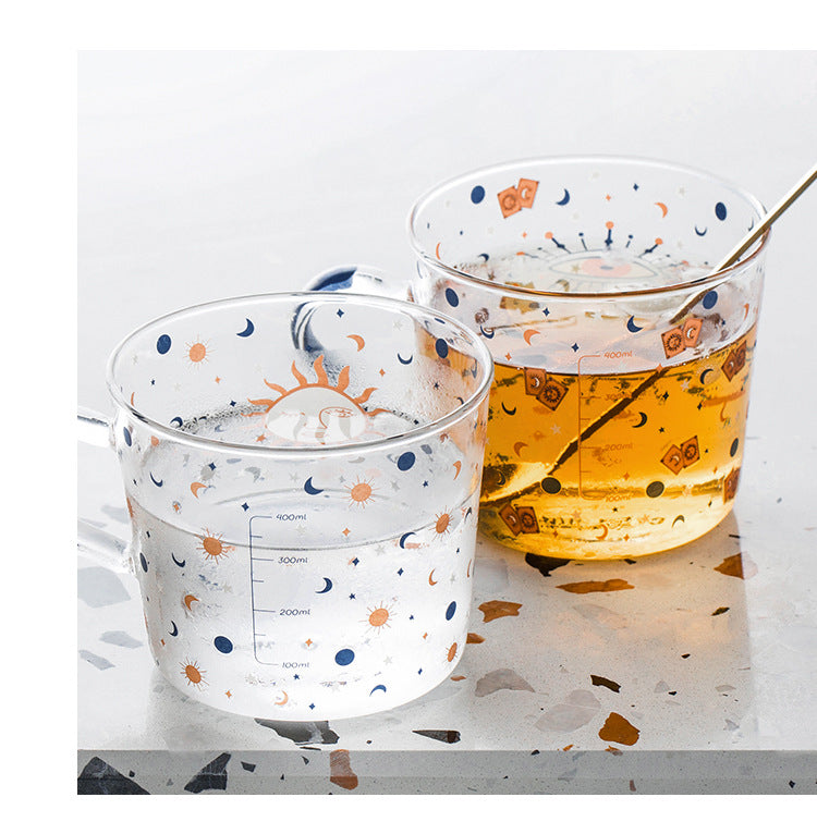 Round Transparent Printed Glass Mug