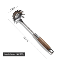 stainless steel with wooden handle noodle server