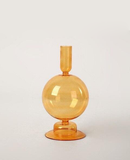 abstract blown glass orange candle holders