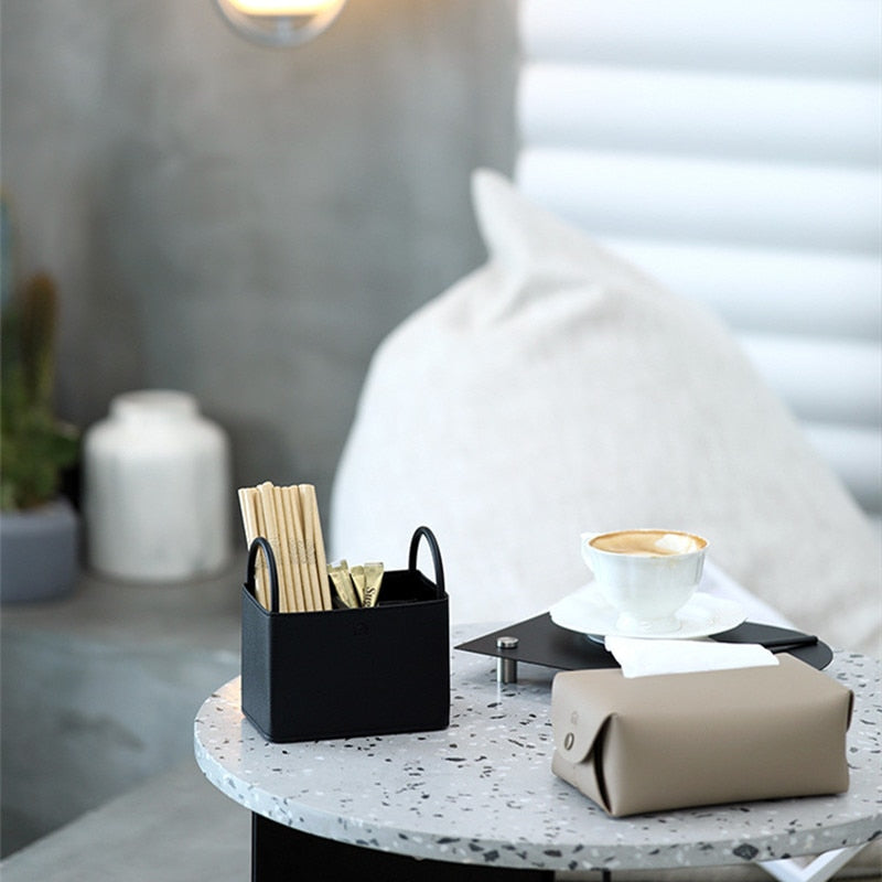 Storage Organizers in Leather Metal Small Basket Home Decorations 