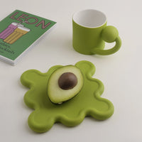 Handmade Easy Grip Ceramic Cup and Saucer Green