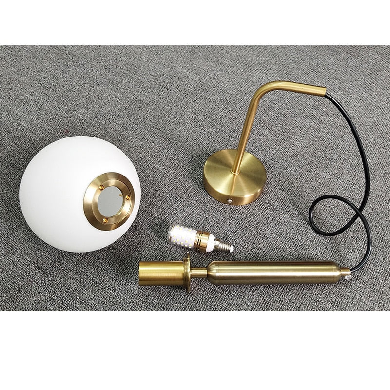 Poiret Series Brass & Glass Globe Hanging Wall Lamp-Letifly Lights and Decor