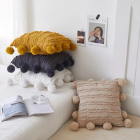18x18 inch cotton cushion covers with pom poms