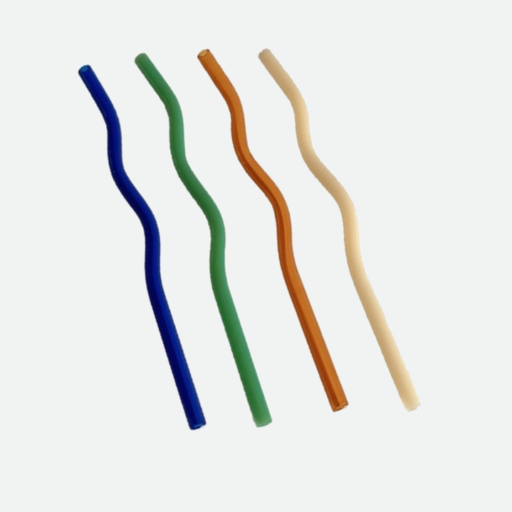 Colored Glass Straw Wave Curly Modern Fun Decor