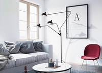 cone iron base aluminum shade industrial black floor lamp with 3 lights