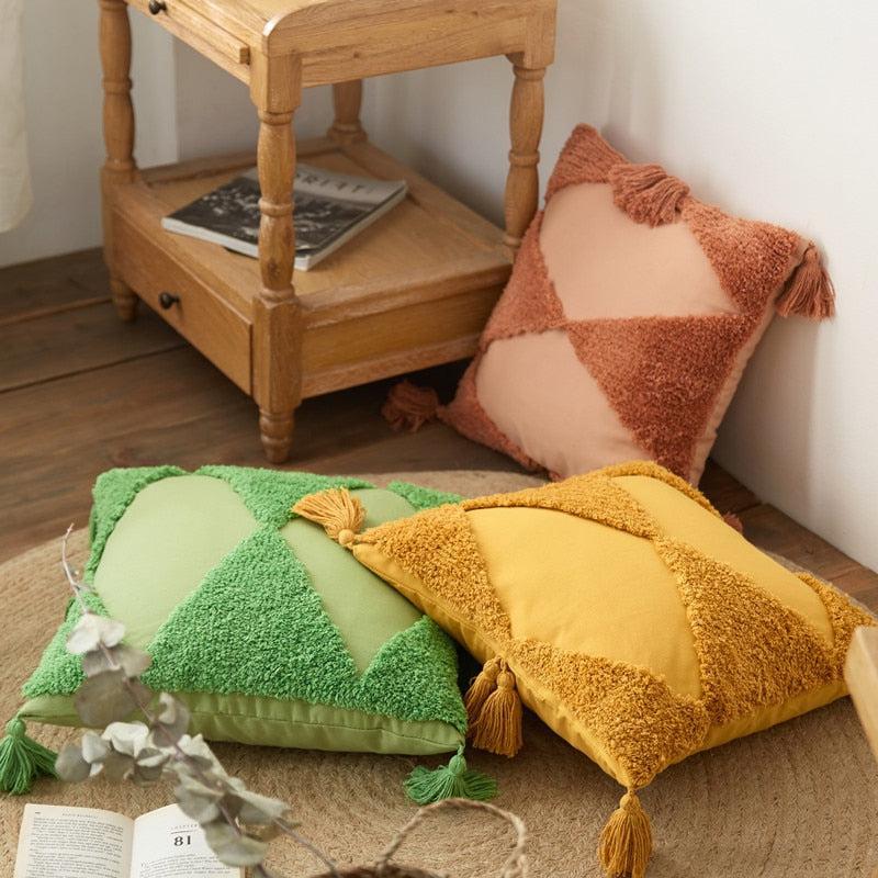 Sunshine Tufted Cotton Pillow Cover