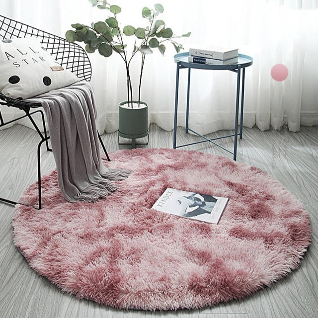 Tie Dye Rainbow Faux Fur Rug